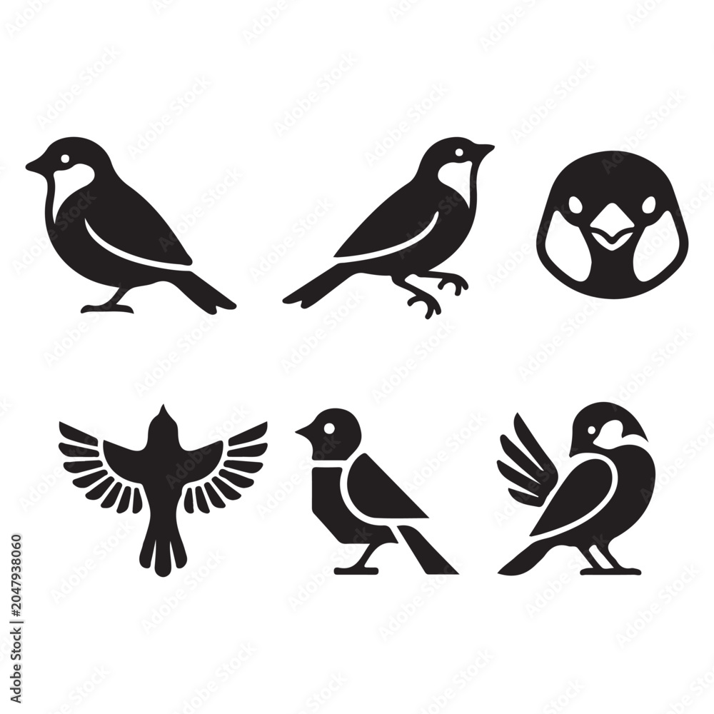 Fototapeta premium Sparrow Bird Vector Illustration Isolated on White Background