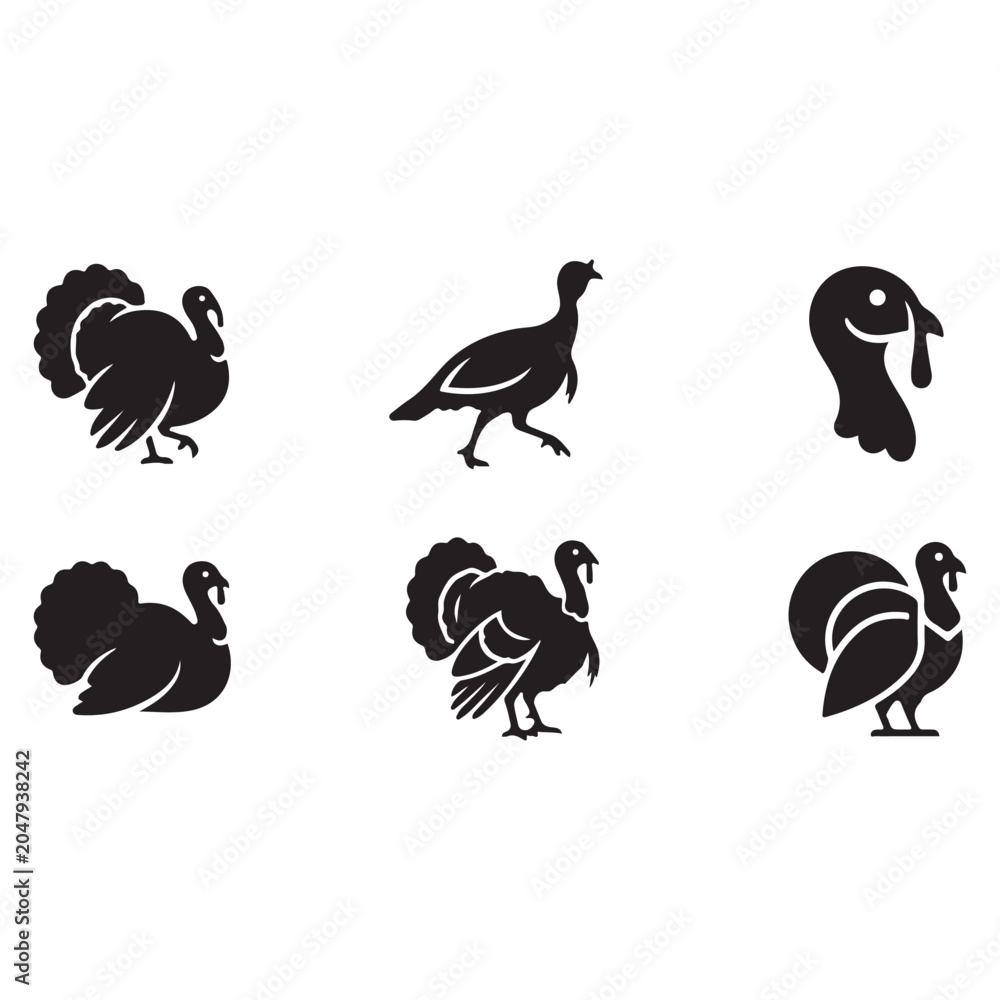 Fototapeta premium Turkey Bird Vector Illustration Isolated on White Background