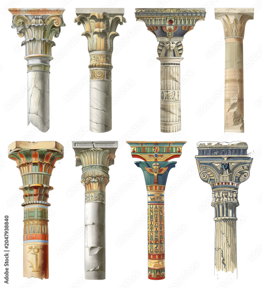 Fototapeta premium PNG Ornate ancient architectural columns on transparent background