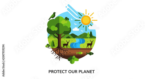 Tableau sur toile Earth Protection Environmental Conservation Concept.
