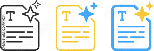 Bild auf Leinwand Three document icons with stars and highlights in different