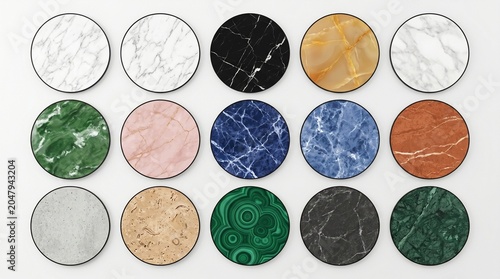Photos Collection of circular marble and stone textures in various colors and patterns