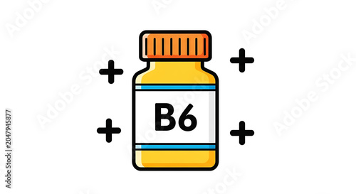 Yellow and blue aa battery with black plus and minus symbols on white background, alkaline
