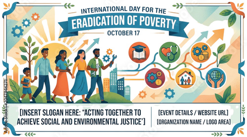 фотографія International Day for the Eradication of Poverty Banner Design Template