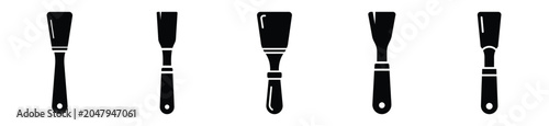 Fotografía Set of minimalist  wax spatula silhouette vector icon for beauty design