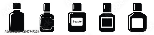 Foto Set of minimalist   aftershave bottle silhouette vector icon for beauty design