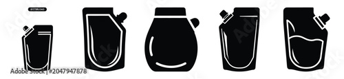 Foto Set of minimalist   refill pouch silhouette vector icon for beauty design