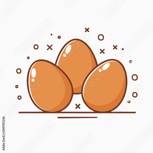 Three brown eggs illustration
