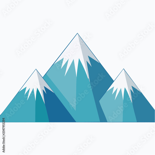 Stylized Mountain Range with Snow-Capped Peaks