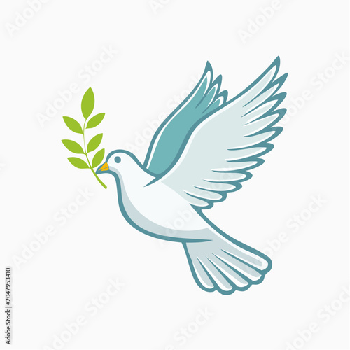 White Dove with Olive Branch
