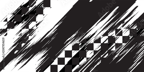 Canvastavla Grunge-style racing flags with a car rally or motocross finish flag background and a vector checkered pattern