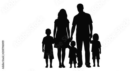 Foto Silhouettes of parent lovingly holding their babies  illustration