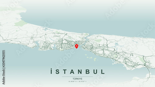 Foto Modern minimalist vector map of Istanbul, Turkey