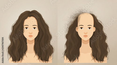 Androgenetic alopecia in women illustration