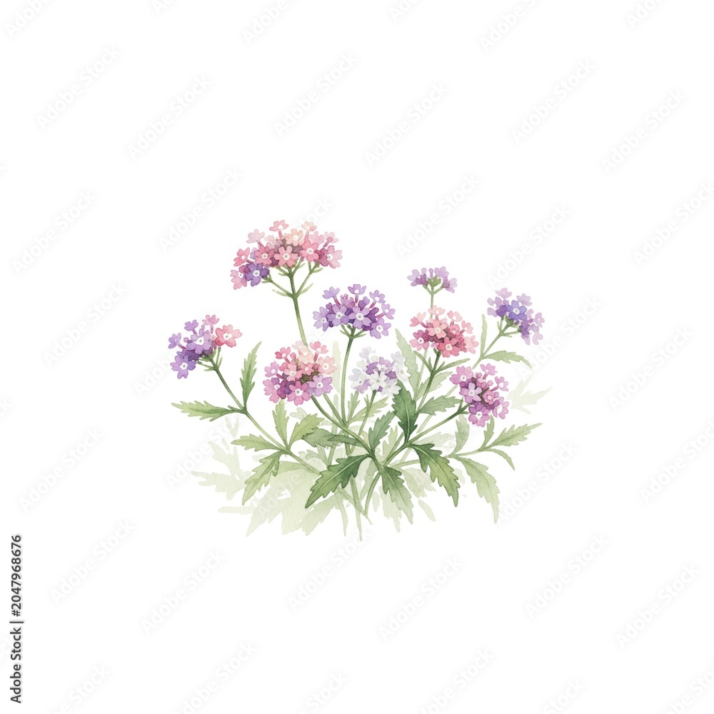 Fototapeta premium Verbena watercolor illustration3