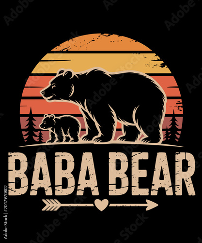 Baba Bear - Retro Vintage Wildlife Grandfather Grandpa Dad