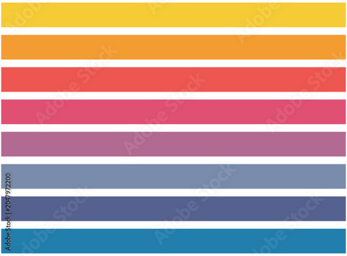 Warm to Cool Horizontal Color Band Gradient, Vibrant Multicolor Stripe Design, Smooth Transition Hue Spectrum Artwork, Modern Abstract Rainbow Inspired Background, Bold Linear Color Flow Composition.