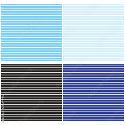 Minimal Horizontal Line Pattern Grid, Four‑Panel Line Art Design in Blue White and Black, Clean Geometric Stripe Composition, Modern Simple Linear Texture, Balanced Contrast Pattern Background, Contem