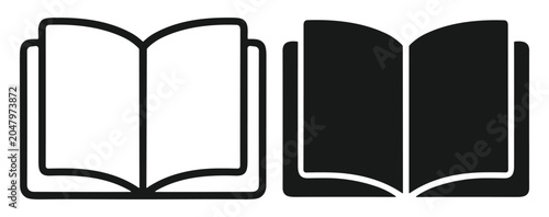 Принти на полотні black and white open book icon set with two distinct styles on transparent backg