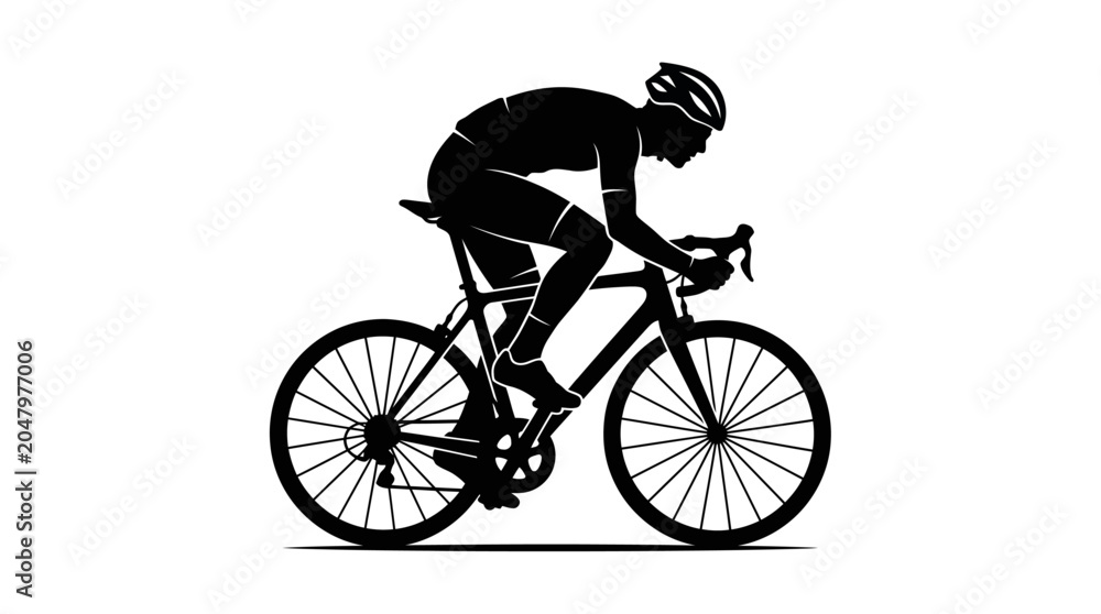 Obraz premium Cyclist Riding Bicycle in Motion on Road.