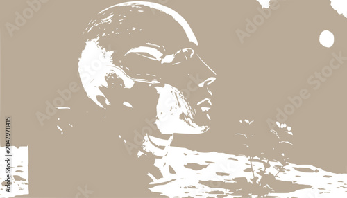 Futuristic robot head silhouette, artificial intelligence, science fiction, monochrome, abstract concept
