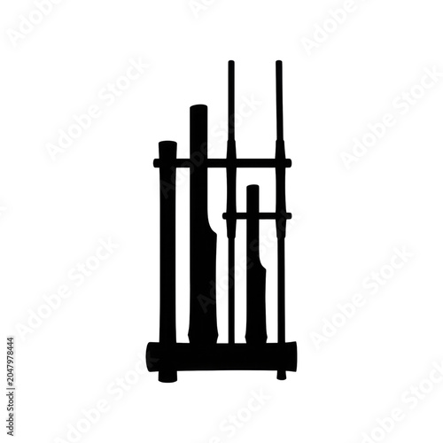 Silhouette of a Wooden Gamelan Instrument Set or Xylophone Bars