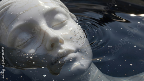 Statua di marmo immersa nell'acqua, concetto di pace e serenità