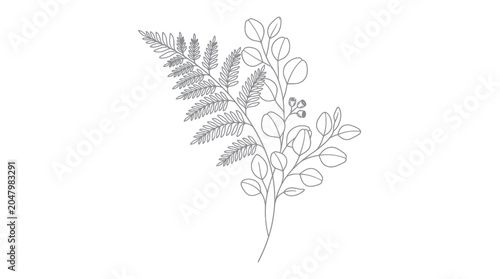Schilderij op canvas Detailed illustration of a fern branch.