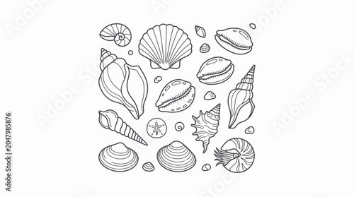 Foto Collection of various sea shells.