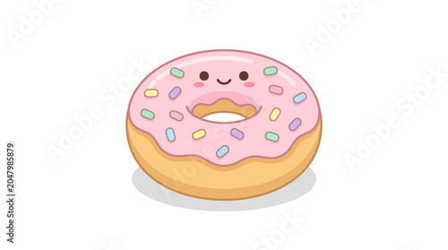 Fotografia Colorful Donut with Smiling Face.
