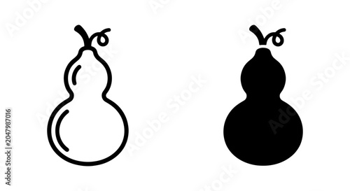 Tableau sur toile Gourd Icon Set, Outline and Silhouette, Natural Harvest Vegetable Symbols, Organ