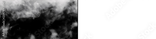 Fotografie Abstract white smoke cloud overlay isolated on dark backdrop for creative digital visual design art project