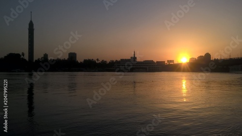 Slika na platnu sunset over the river