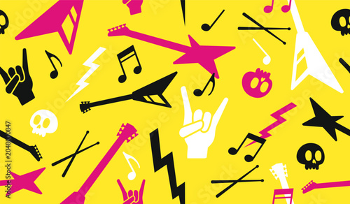 Cute rock music pattern background vector design