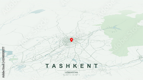 Bild auf Leinwand Modern minimalist vector map of Tashkent, Uzbekistan