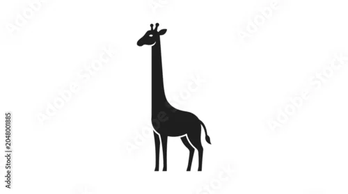 Fototapeta na wymiar Black silhouette of a giraffe standing.