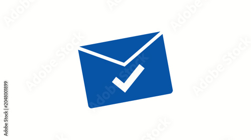 Obraz na płótnie Blue Envelope With White Checkmark Icon.