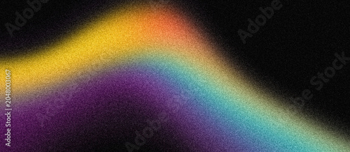 Grain texture vibrant background, purple blue orange glowing abstract shape on black backdrop, abstract color gradient header, event poster, digital wallpaper or brochure cover design