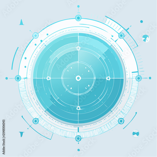 Futuristic Circular Interface with Target and Data Elements
