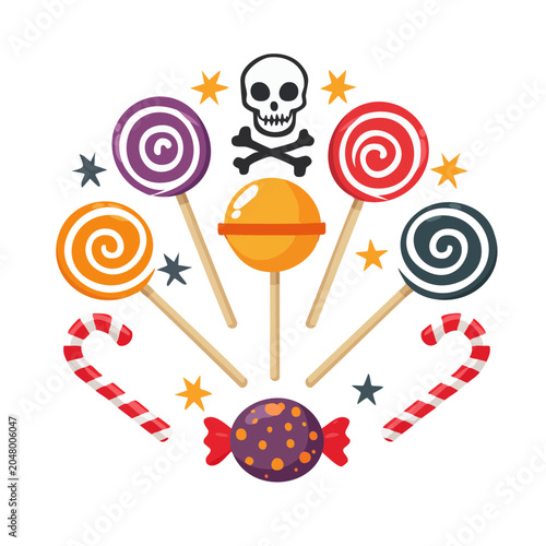Halloween candy assortment with skull and stars