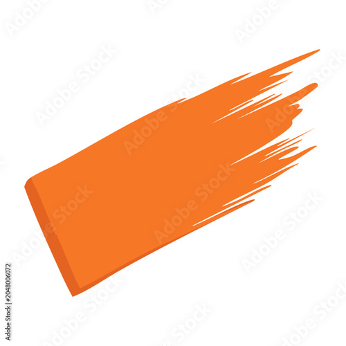 Orange paint brush stroke on transparent background