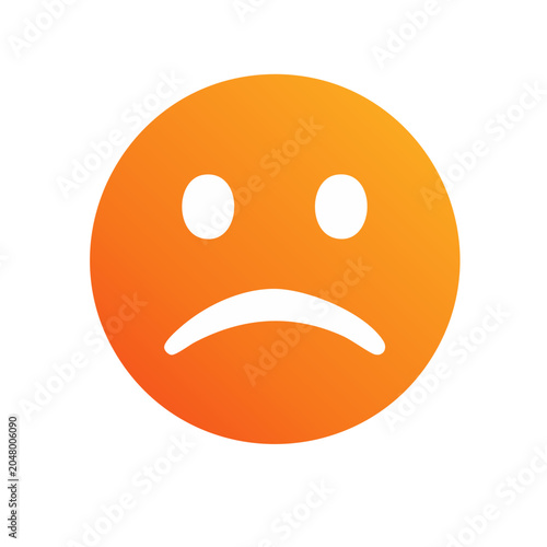 Sad face icon with orange gradient on white background
