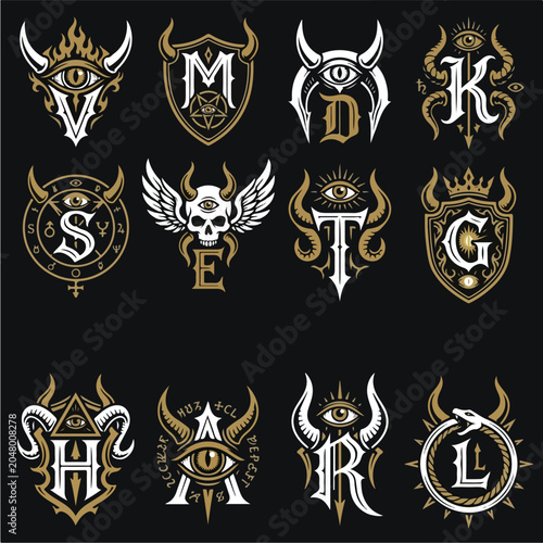 Fotografia Fantasy sigil monogram crests set