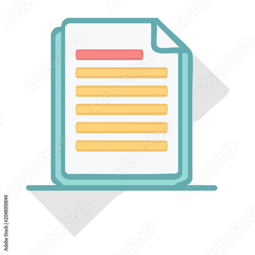 Flat design icon of a document with text