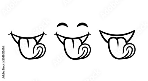 Fotografía funny face emojis, devil tongue, winking emoticons, cartoon vector icons