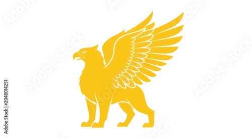 Foto Golden Griffin Mythical Creature Silhouette.