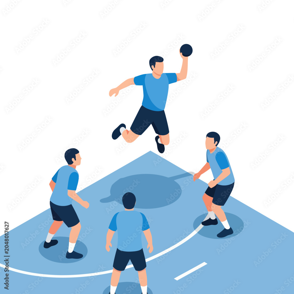 Obraz premium Men Playing Basketball on Court.