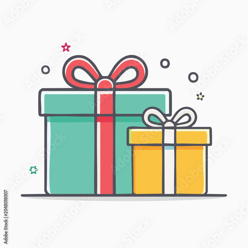 Two Gift Boxes with Ribbons