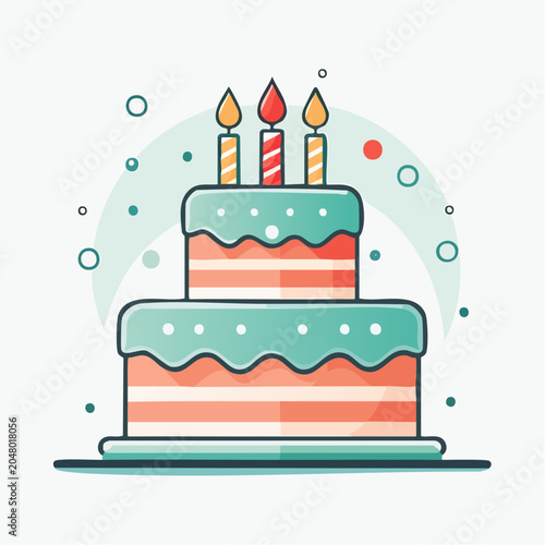 Two-Tiered Birthday Cake with Candles