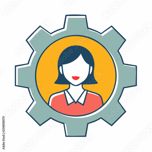 Woman in Gear Icon